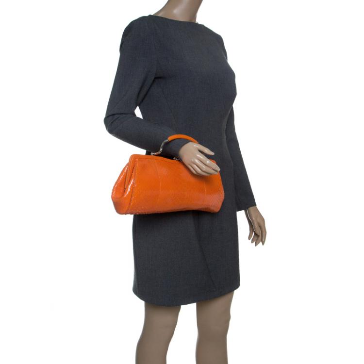 Pre Owned Ralph Lauren Orange Leather Clutch Bag