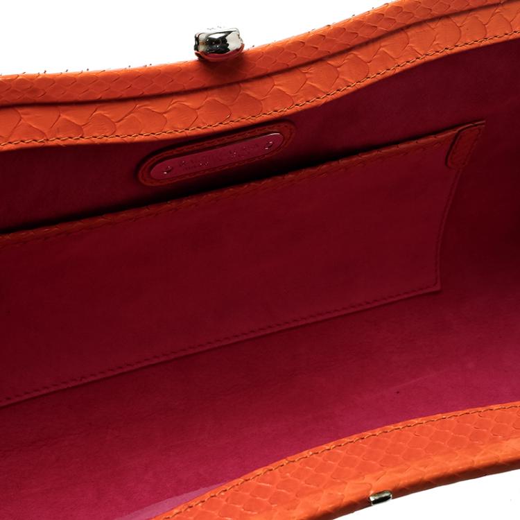 Pre Owned Ralph Lauren Orange Leather Clutch Bag