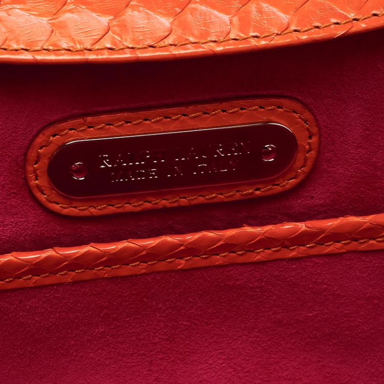 Pre Owned Ralph Lauren Orange Leather Clutch Bag
