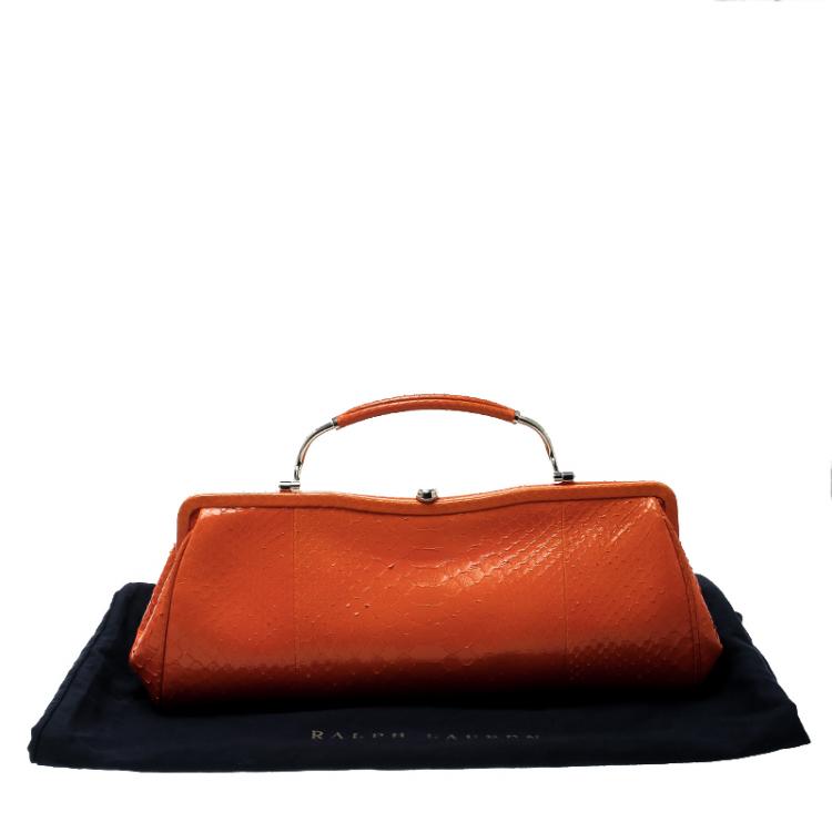 Pre Owned Ralph Lauren Orange Leather Clutch Bag