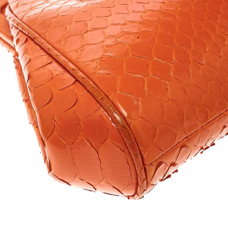 Pre Owned Ralph Lauren Orange Leather Clutch Bag