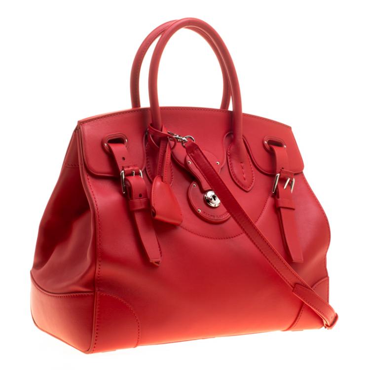 Pre Owned Ralph Lauren Red Leather Ricky Top Handle Bag