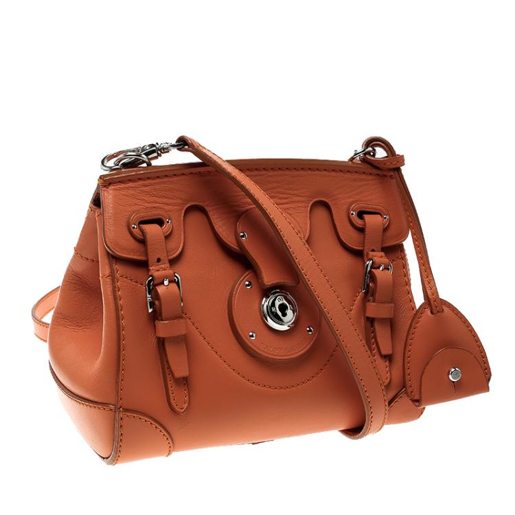 Pre Owned Ralph Lauren Orange Leather Ricky Crossbody Bag