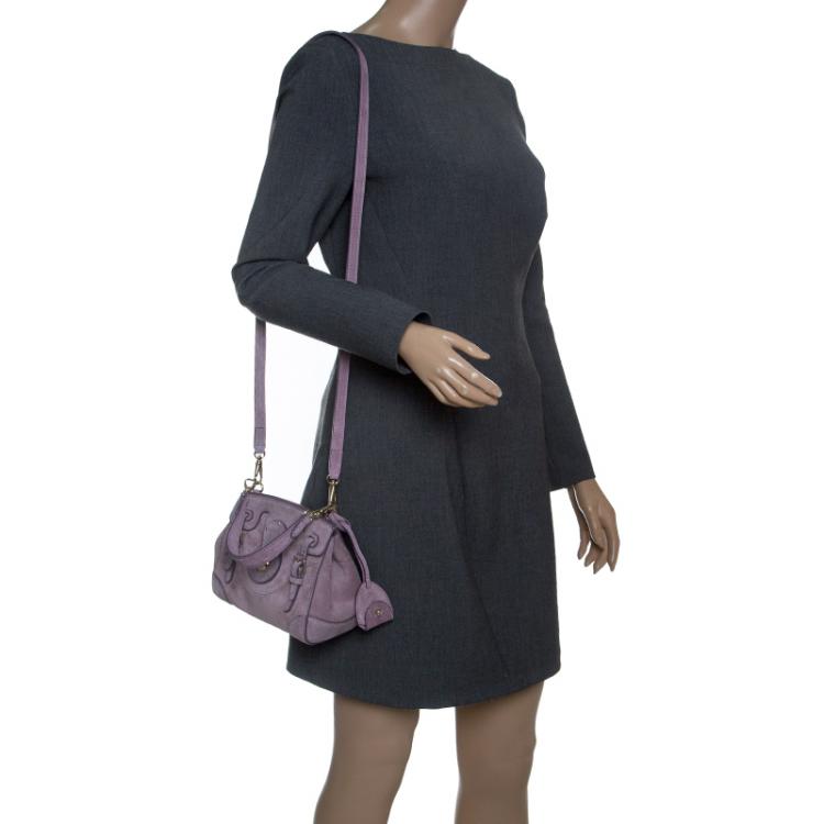 Pre Owned Ralph Lauren Lilac Suede Ricky Crossbody Bag