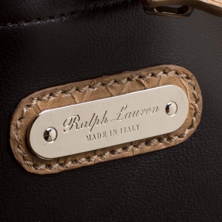 Pre Owned Ralph Lauren Beige Calf Hair and Python Ricky Top Handle Bag