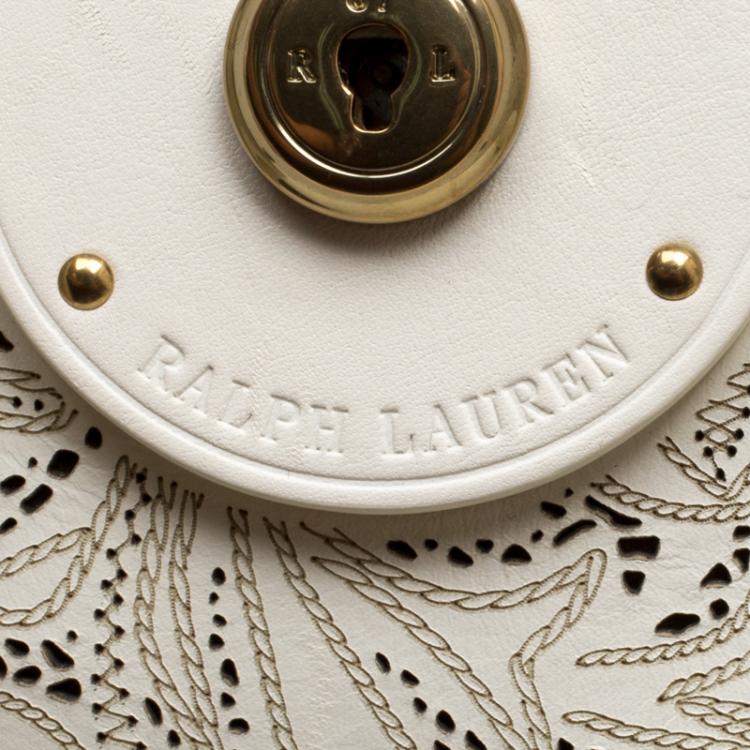 Pre Owned Ralph Lauren Cream Leather Ricky Top Handle Bag