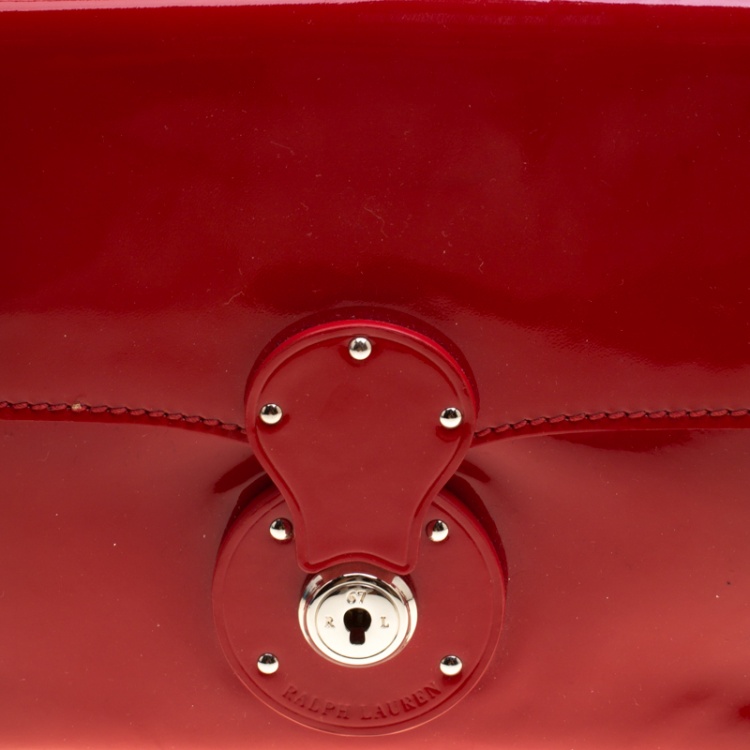 Pre Owned Ralph Lauren Red Patent Leather Ricky Chain Shoulder Bag