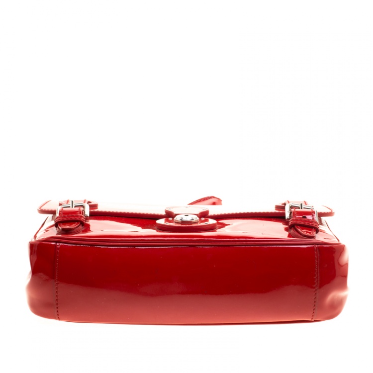 Pre Owned Ralph Lauren Red Patent Leather Ricky Chain Shoulder Bag