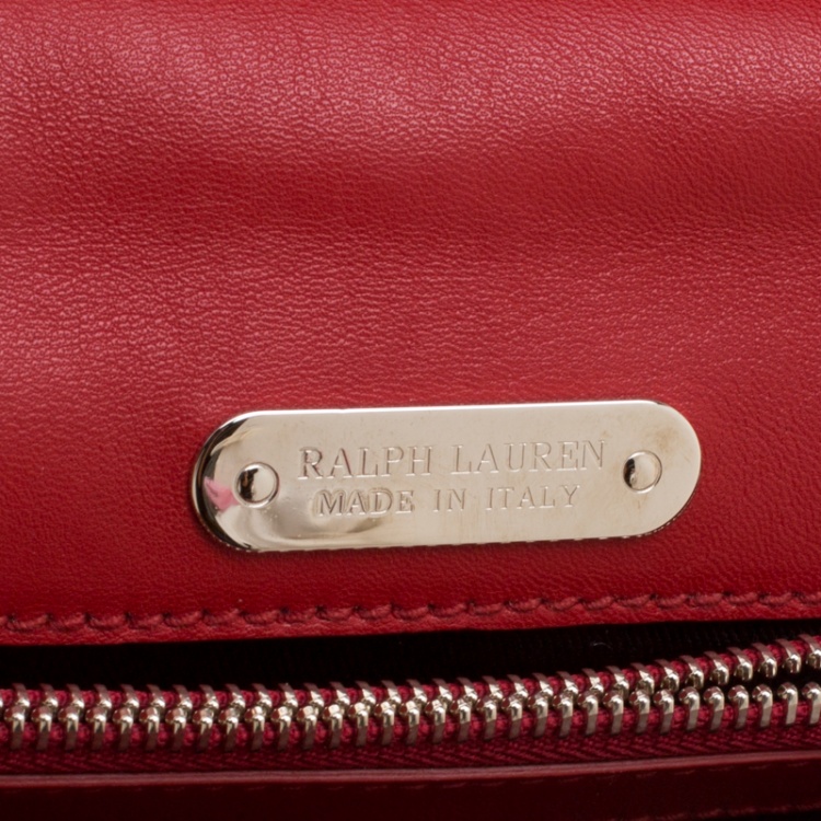 Pre Owned Ralph Lauren Red Patent Leather Ricky Chain Shoulder Bag