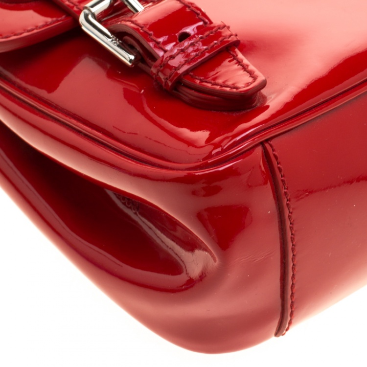 Pre Owned Ralph Lauren Red Patent Leather Ricky Chain Shoulder Bag