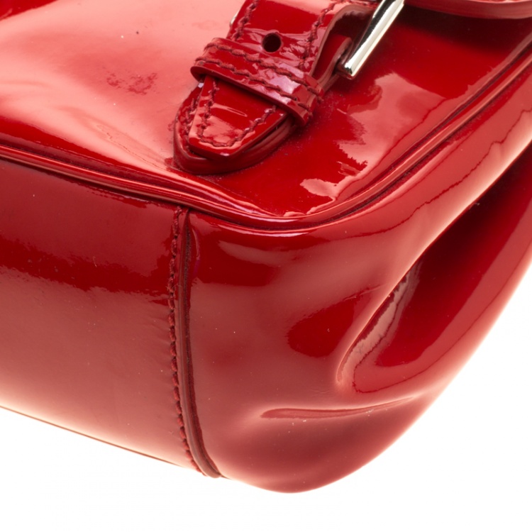 Pre Owned Ralph Lauren Red Patent Leather Ricky Chain Shoulder Bag