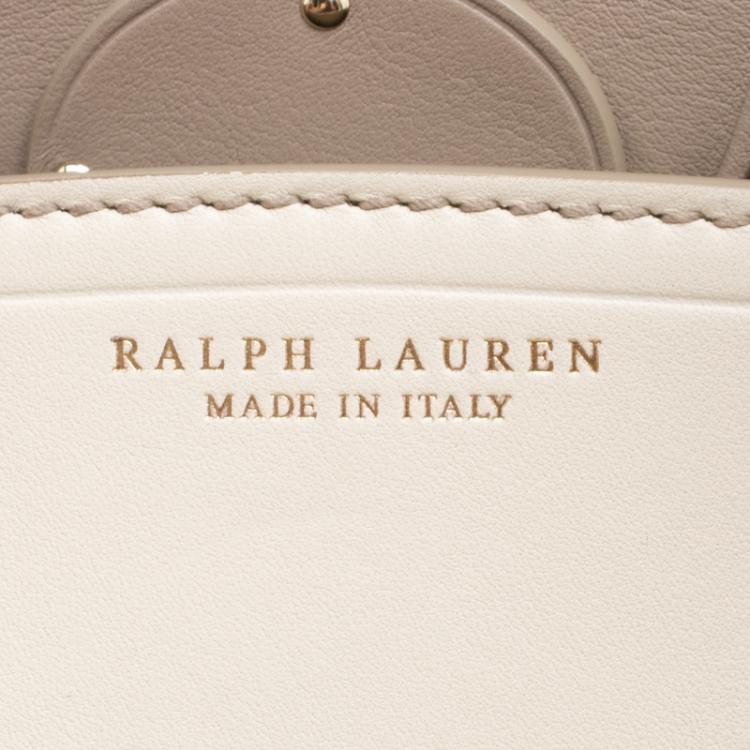 Pre Owned Ralph Lauren Taupe/Off White Leather Ricky Top Handle Bag