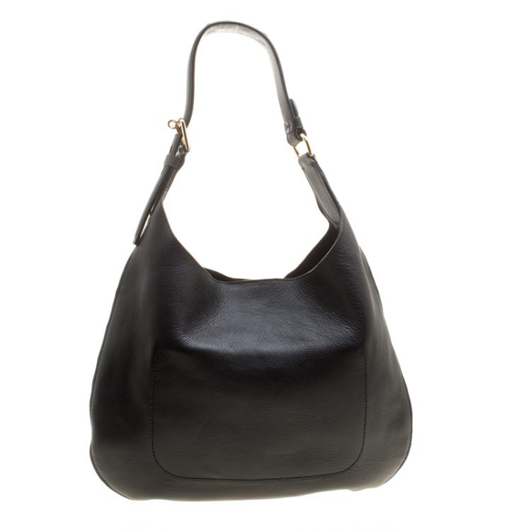 Pre Owned Ralph Lauren Black Leather Flat Hobo