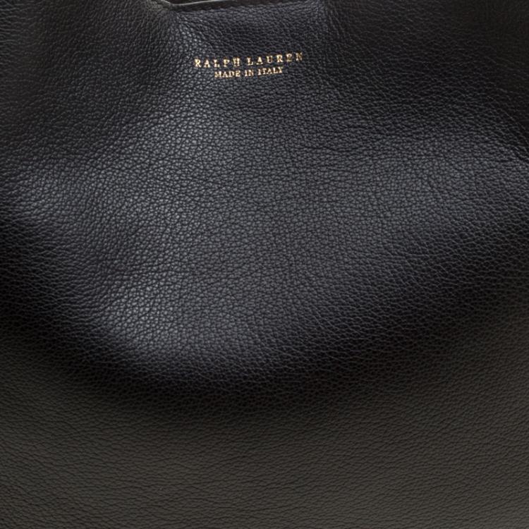 Pre Owned Ralph Lauren Black Leather Flat Hobo