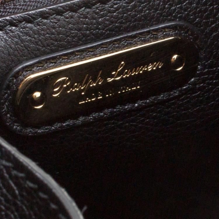 Pre Owned Ralph Lauren Black Leather Flat Hobo
