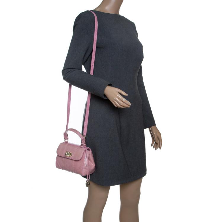 Pre Owned Ralph Lauren Blush Pink Python Mini Tiffin Top Handle Bag