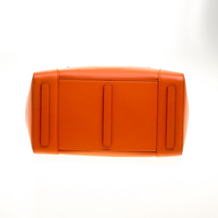 Pre Owned Ralph Lauren Orange Leather Ricky Top Handle Bag