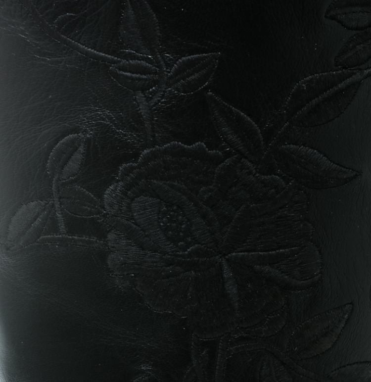 مملوكة مسبقًا Ralph Lauren Black Floral Embroidered Leather Tolliver-e Knee Length Boots Size 38