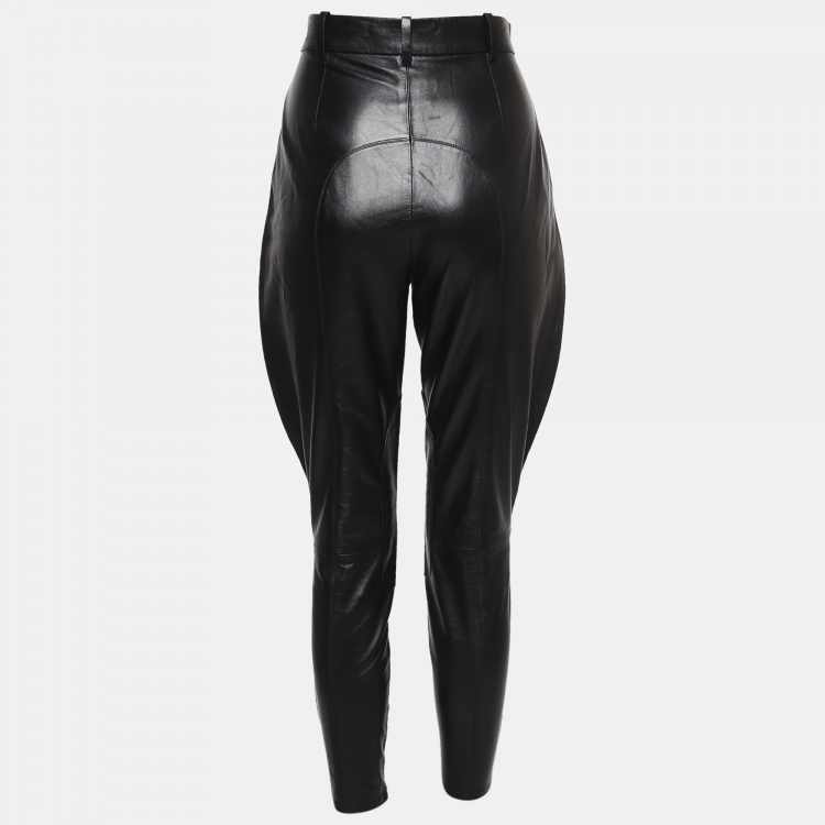 Pre Owned Ralph Lauren Purple Label Black Leather Jodhpur Pants M
