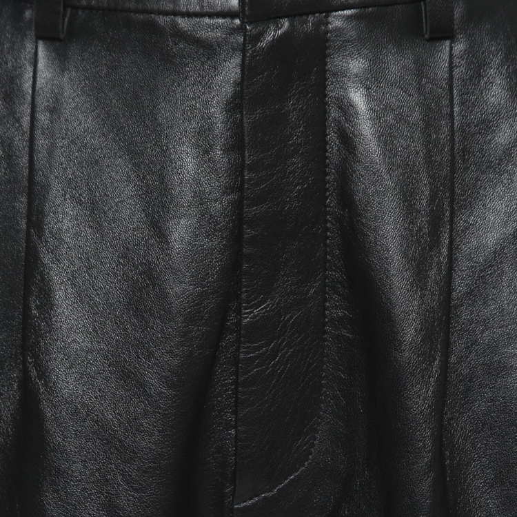 Pre Owned Ralph Lauren Purple Label Black Leather Jodhpur Pants M