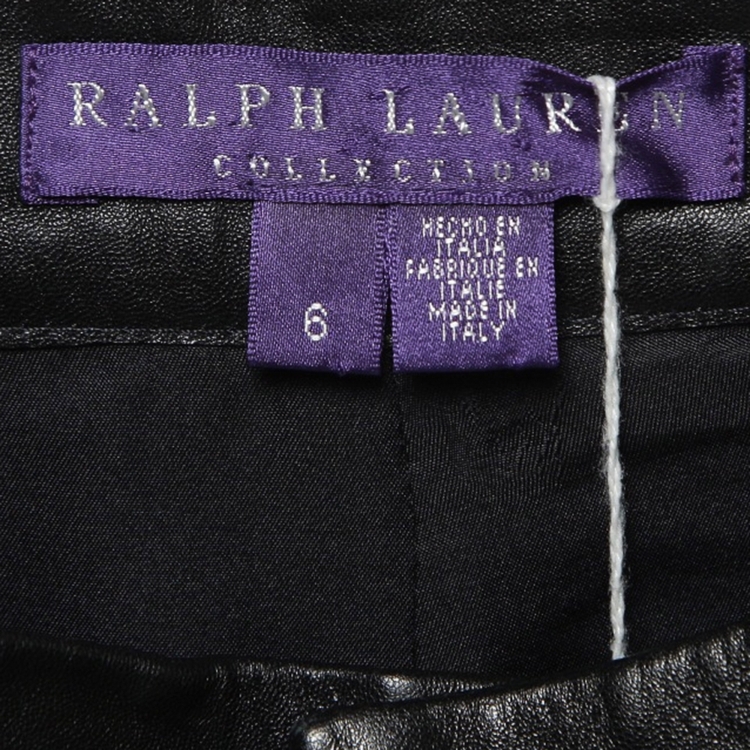 Pre Owned Ralph Lauren Purple Label Black Leather Jodhpur Pants M