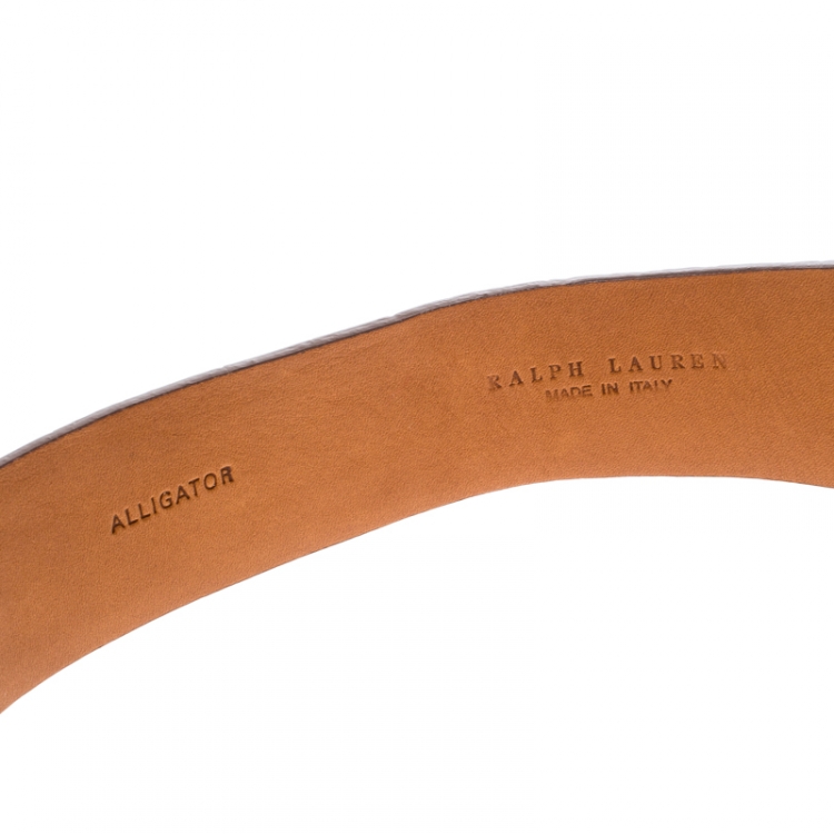 مملوكة مسبقًا Ralph Lauren Brown Alligator Belt 90cm