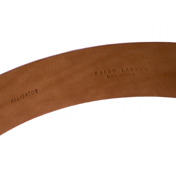 Pre Owned Ralph Lauren Pink Alligator Buckle Wide Belt 100CM