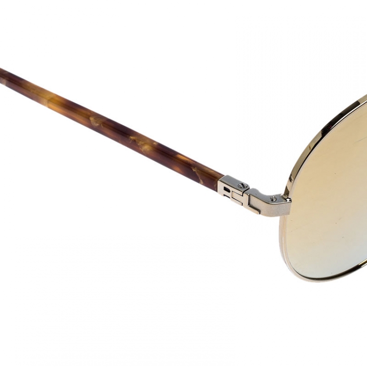 Pre Owned Ralph Lauren Antique Gold/ Gold Mirrored RL7058 Aviator Sunglasses