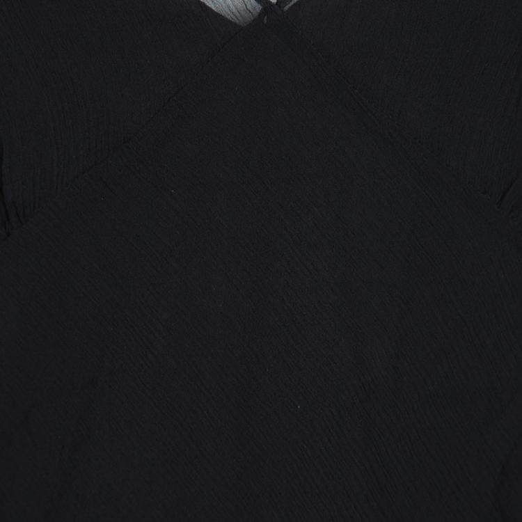 Pre Owned Ralph Lauren Black Silk Chiffon Strap Embellished Detail Sleeveless Top L