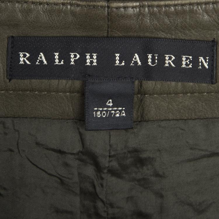 Pre Owned Ralph Lauren Dark Green Lamb Leather High Waist Shorts S