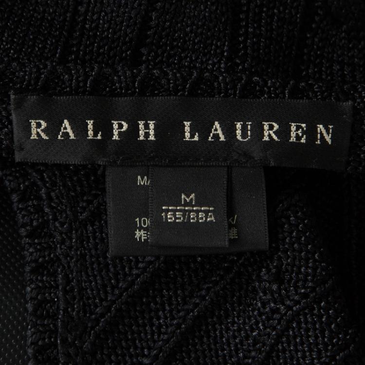 Pre Owned Ralph Lauren Black Cable Knit Ribbed Trim Detail Sleeveless Top M