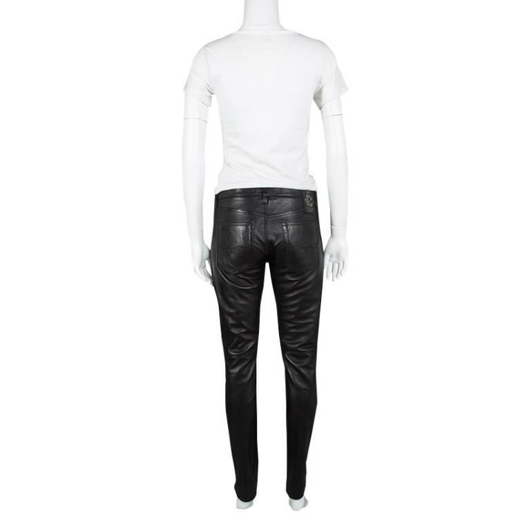 Pre Owned Ralph Lauren Black Lamb Leather Slim Fit Pants M