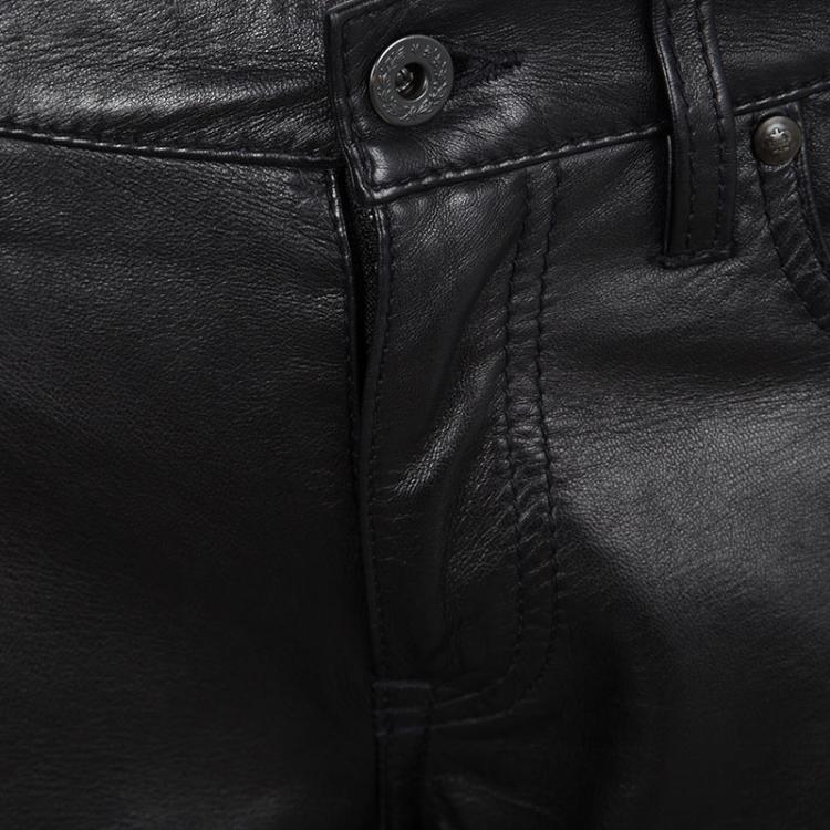 Pre Owned Ralph Lauren Black Lamb Leather Slim Fit Pants M