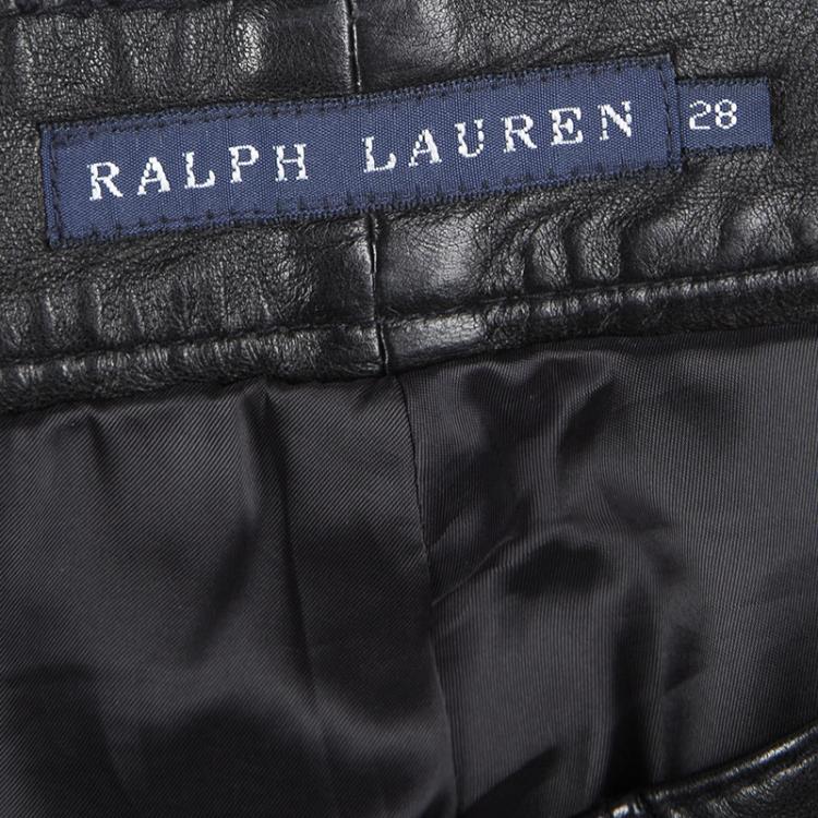 Pre Owned Ralph Lauren Black Lamb Leather Slim Fit Pants M