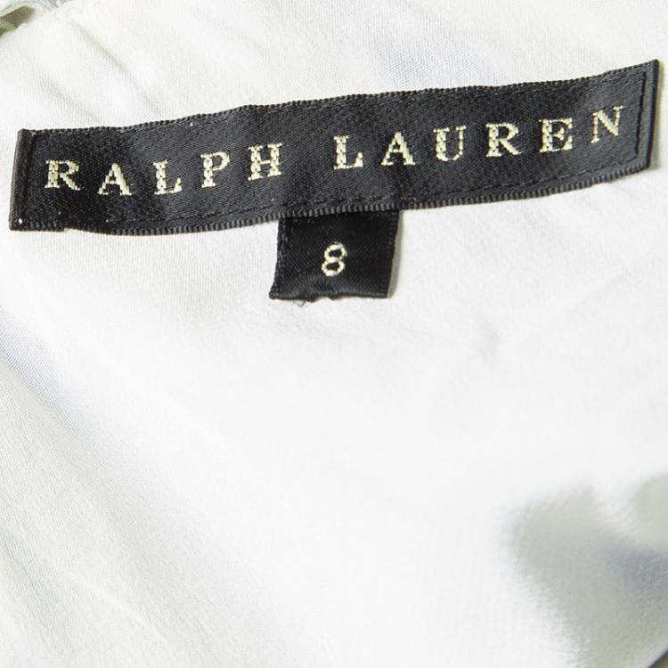 Pre Owned Ralph Lauren Blue and White Nautical Striped Silk Dress M