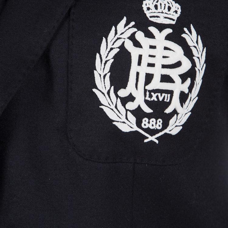 مملوكة مسبقًا Ralph Lauren Navy Blue Wool Logo Embroidered Blazer M