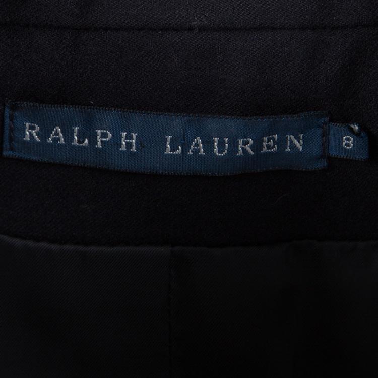مملوكة مسبقًا Ralph Lauren Navy Blue Wool Logo Embroidered Blazer M