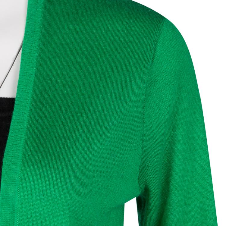 Pre Owned Ralph Lauren Green Cashmere Silk Open Front Long Cardigan M