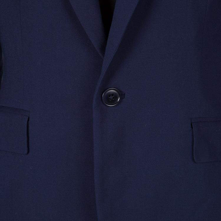 مملوكة مسبقًا Ralph Lauren Navy Blue Wool Paisley Print Lined Blazer M
