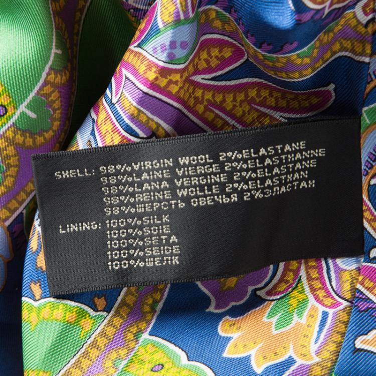 مملوكة مسبقًا Ralph Lauren Navy Blue Wool Paisley Print Lined Blazer M