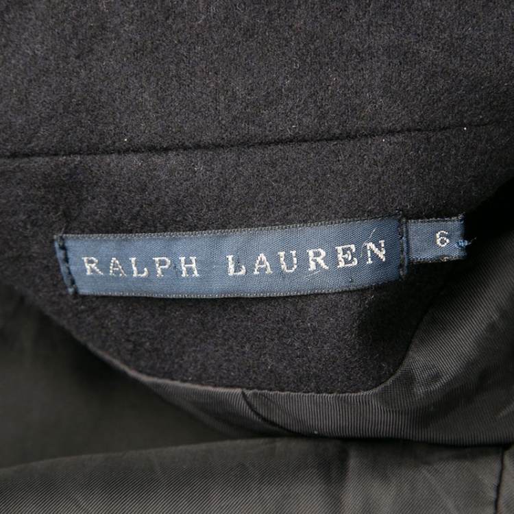 مملوكة مسبقًا Ralph Lauren Navy Blue Embroidered Pocket Detail Two Button Wool Blazer M