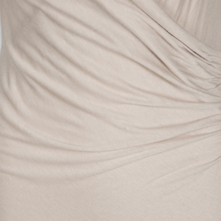 Pre Owned Ralph Lauren Beige Draped Sleeveless Ravenna Dress S