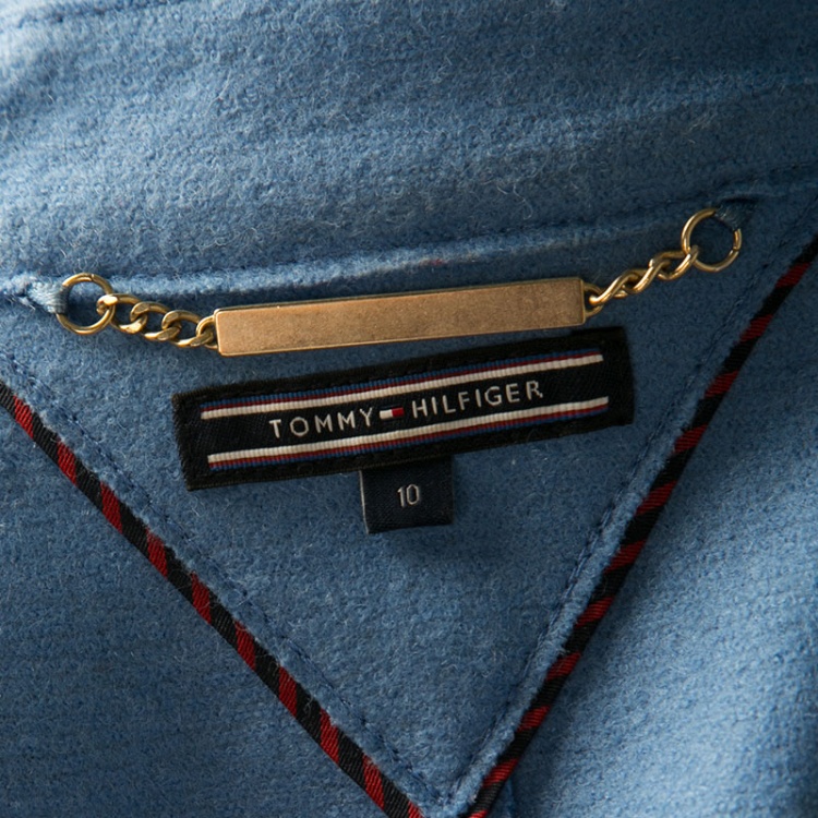 مملوكة مسبقًا Tommy Hilfiger Blue Wool Double Breasted Belted Overcoat L