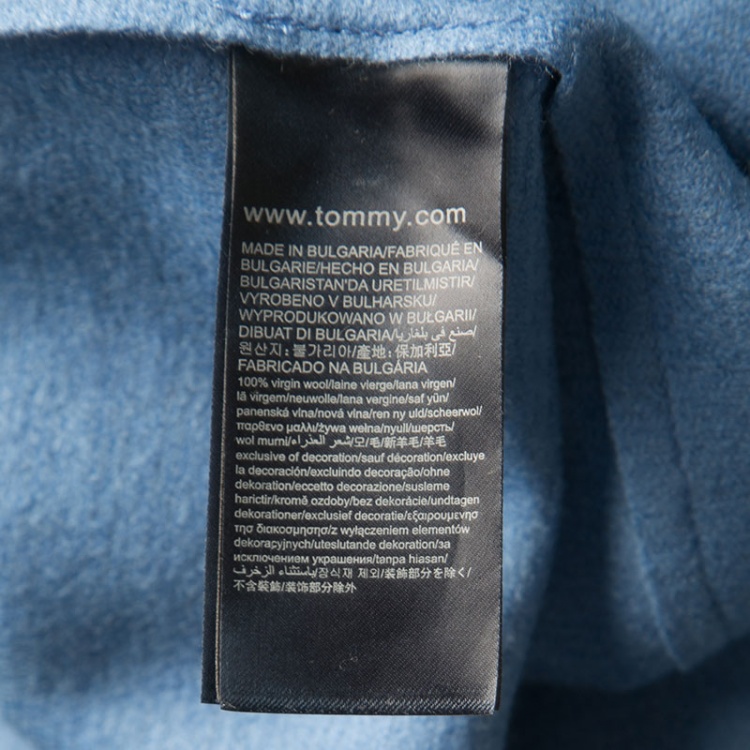 مملوكة مسبقًا Tommy Hilfiger Blue Wool Double Breasted Belted Overcoat L