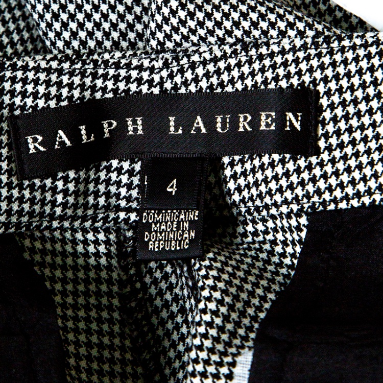 Pre Owned Ralph Lauren Monochrome Houndstooth Pattern Straight Fit Wool Pants S