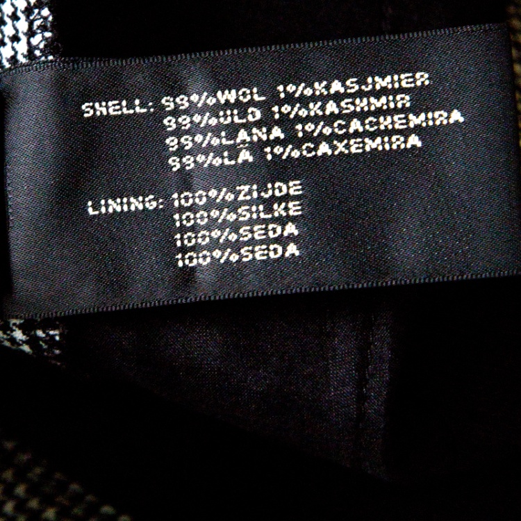 Pre Owned Ralph Lauren Monochrome Houndstooth Pattern Straight Fit Wool Pants S