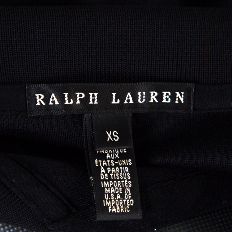 مملوكة مسبقًا Ralph Lauren Black Stretch Rib Knit Logo Embroidered Fitted Polo Shirt XS