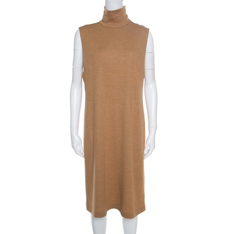 tan shift dress