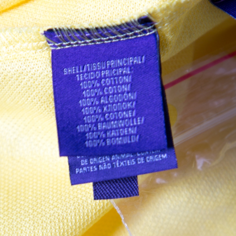 مملوكة مسبقًا Ralph Lauren Yellow Honeycomb Knit Short Sleeve Polo T-Shirt XL