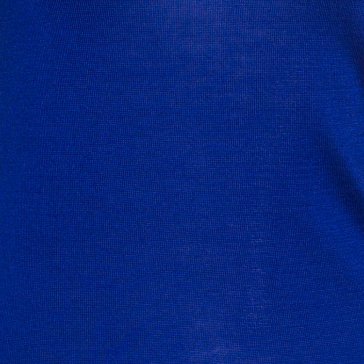 Pre Owned Ralph Lauren Cobalt Blue Silk Knit Short Sleeve Top S